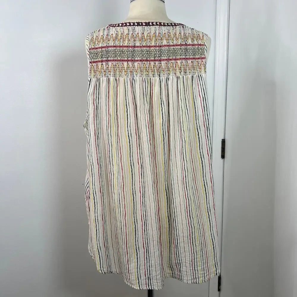Sundance Women's Tunic Tank Top Rainbow Multicolor Floral Embroidered Size XL - Picture 9 of 16